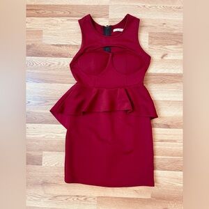 Elegant Red Peplum Dress